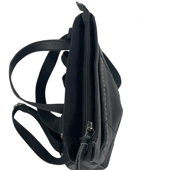 The Sak Black Crossbody Backpack Bag Purse Leather Black Convertible Studded - Picture 6 of 13